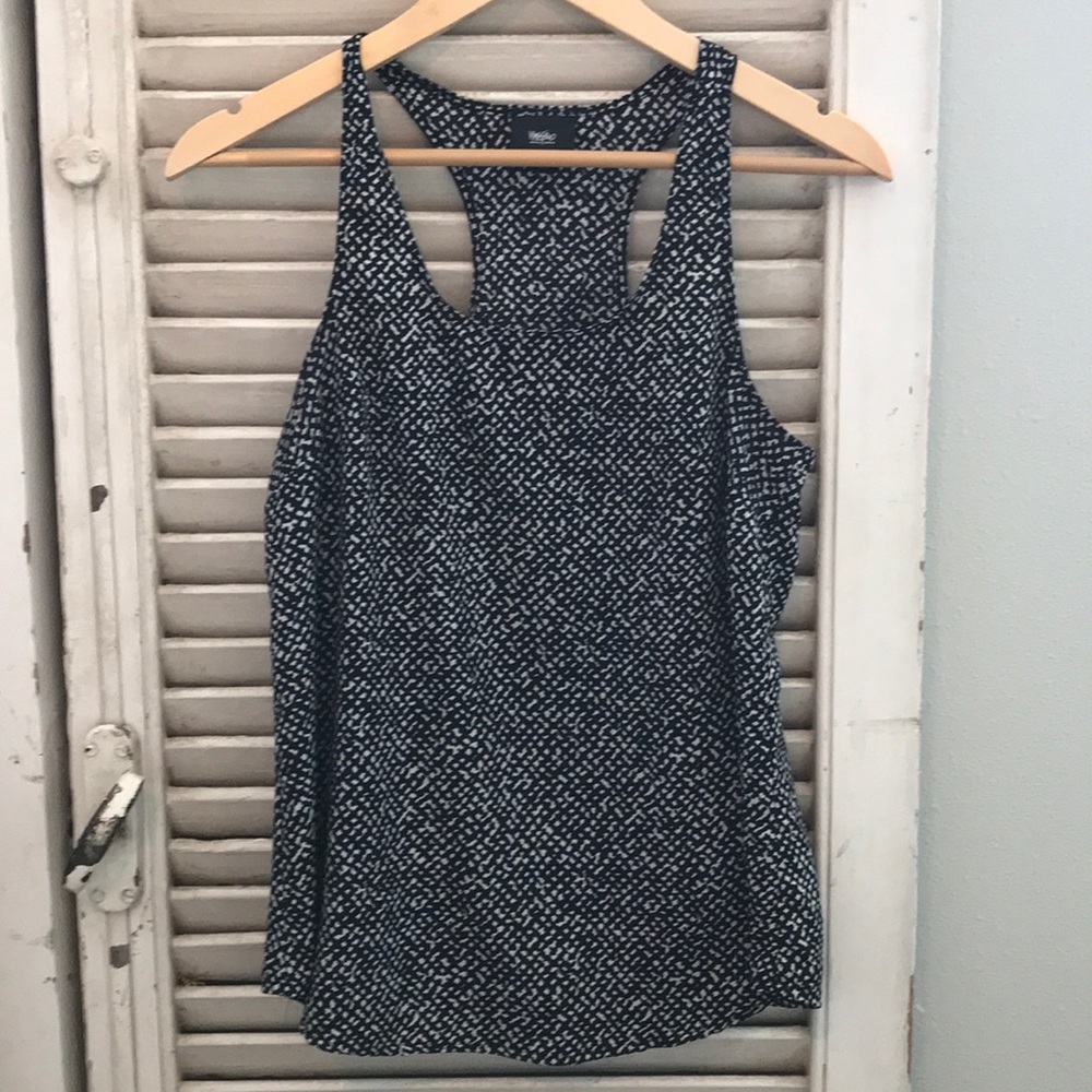 Black and white racer back blouse